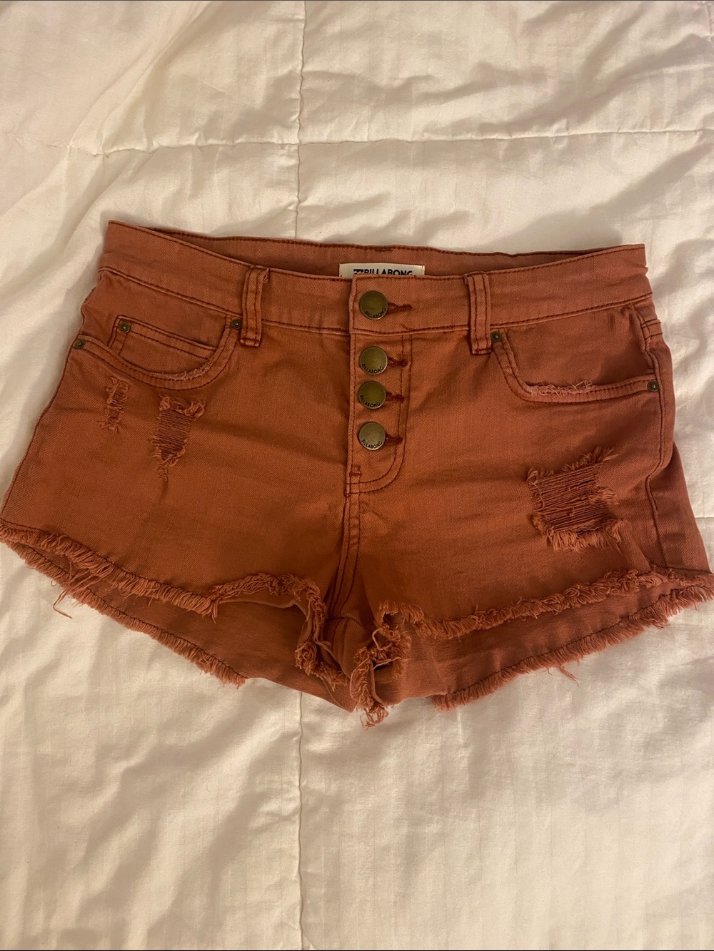 Billabong Rust Orange Distressed High-Rise Denim Cutoff Shorts